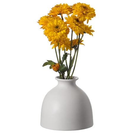 Modern Inkwelll Bottle Shaped Ceramic Table Vase Flower Holder, White 4 Inch